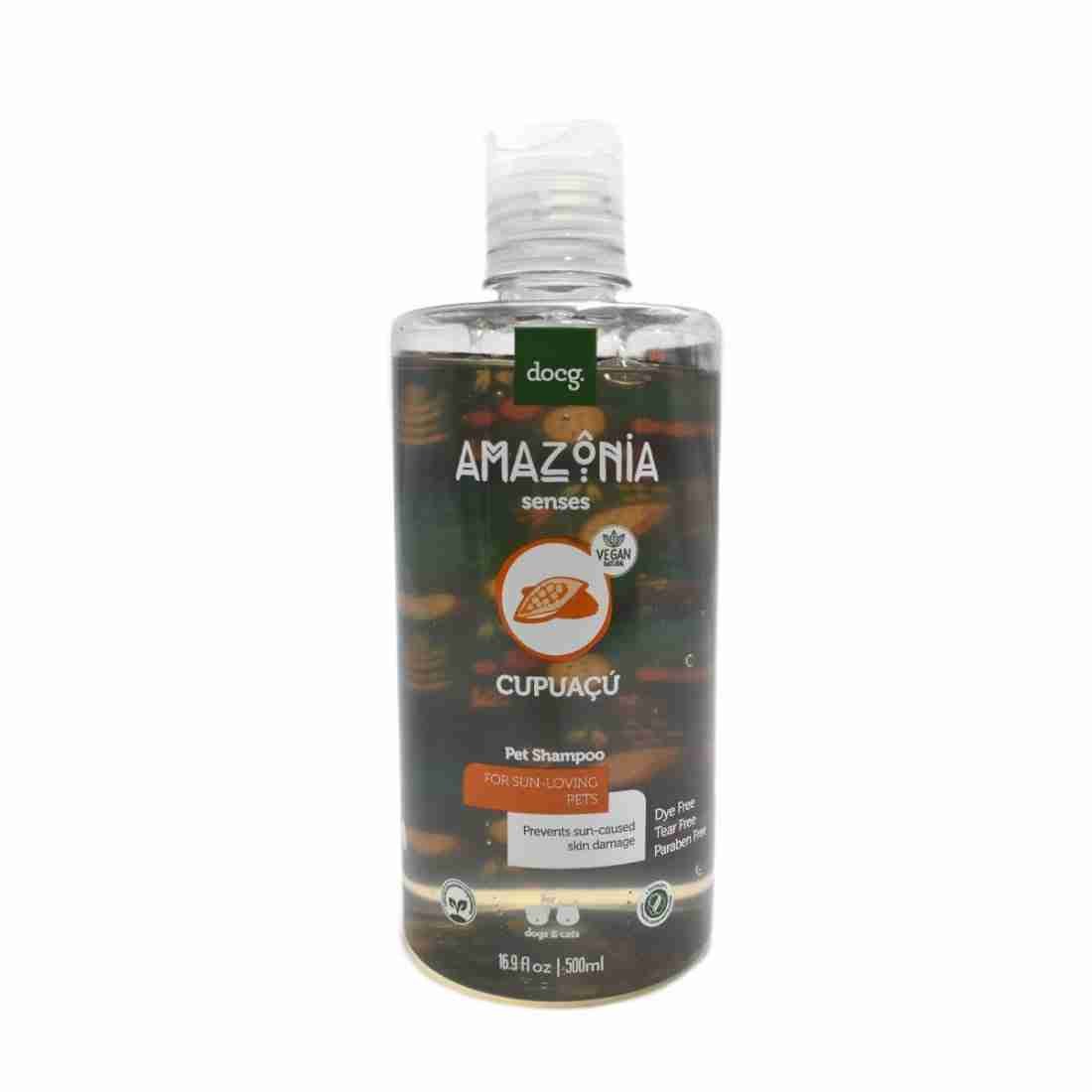 Envase de Amazonia Senses Cupuacu Pet Shampoo 500ml protector solar