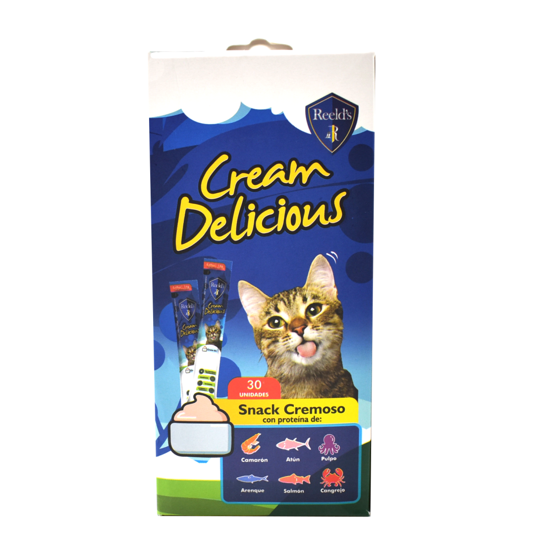 Paquete de tubitos de Cream Delicious Snack Cremoso para Gato 420g