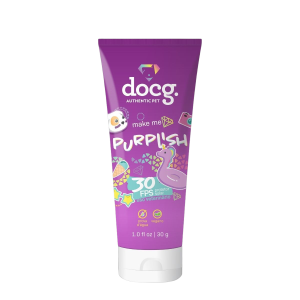 Botellita con protector solar para mascotas make me purplish 30g docg