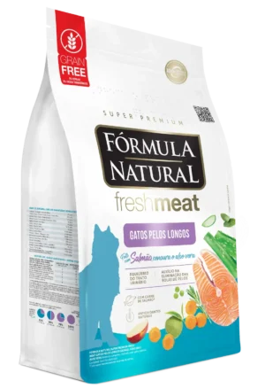 Bolsa de alimento fórmula natural fresh meat gato pelo largo grain free salmón