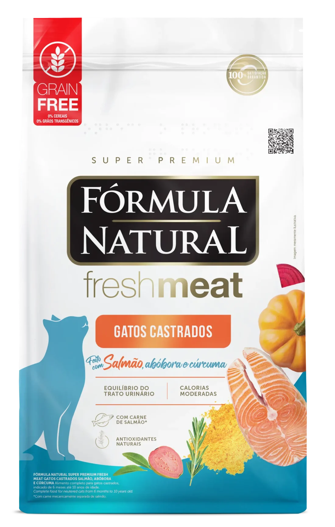 Bolsa de alimento Fórmula Natural fresh meat Gato Castrado Grain Free Salmón