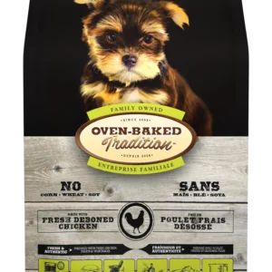 Bolsa con imagen de cachorrito tierno mirando la camara que contiene alimento Oven-Baked Tradition Puppy Small Breed - Chicken
